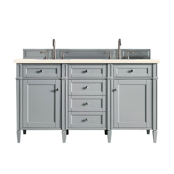 James Martin Vanities Brittany 60in Double Vanity, Urban Gray w/ 3 CM Eternal Marfil Quartz Top 650-V60D-UGR-3EMR - main
